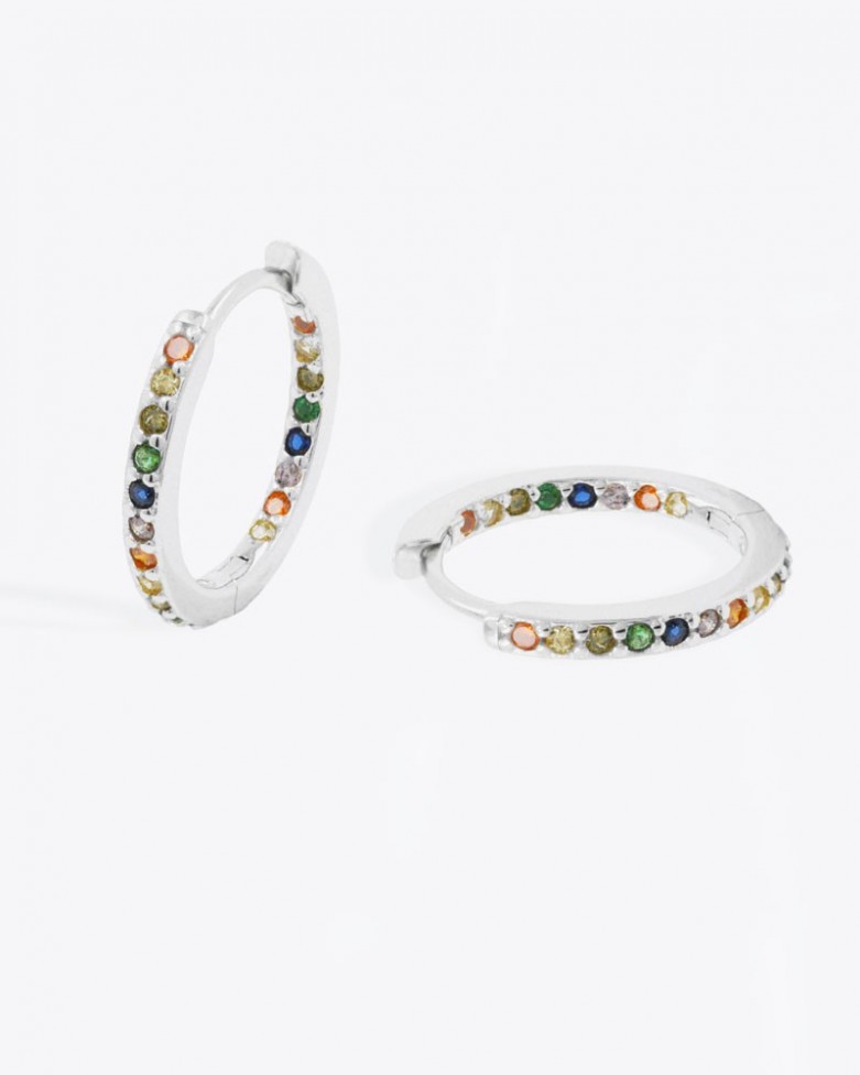 Aros Plata con Circonita Multicolor | Venta al por mayor - Doallo Plata