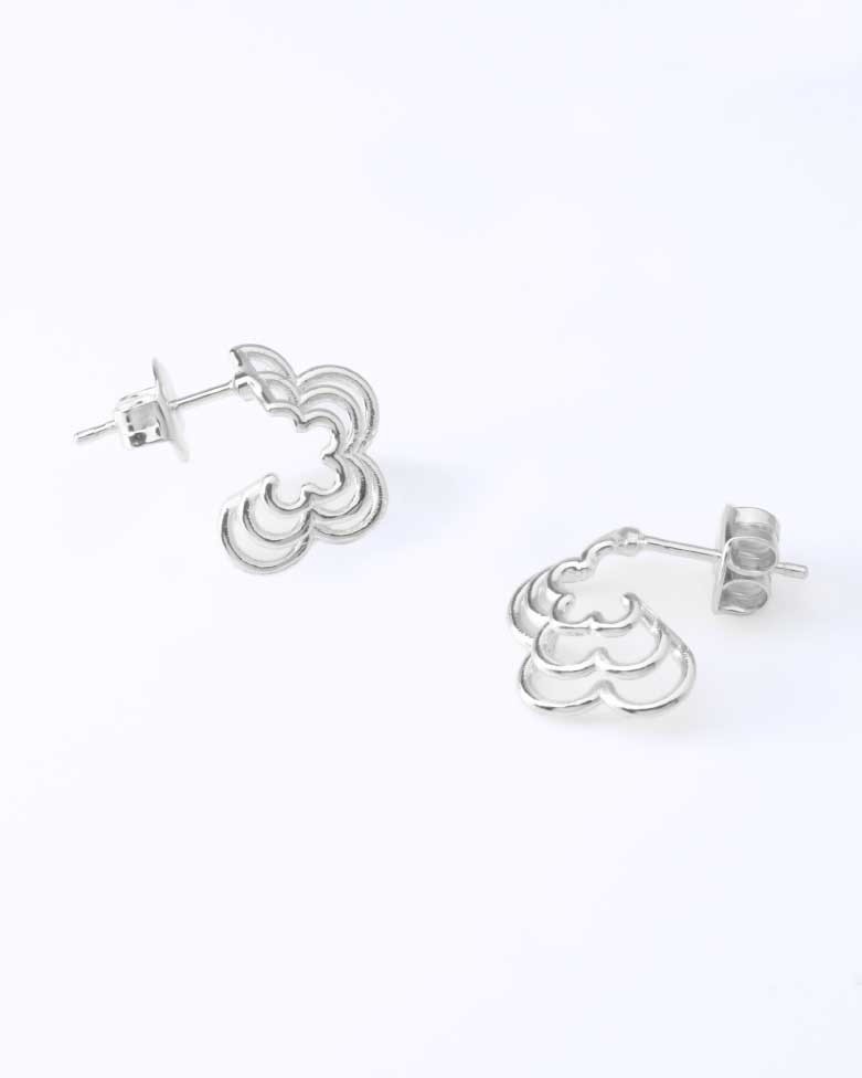 Pendientes flor triple de plata pequeños - Doallo Plata