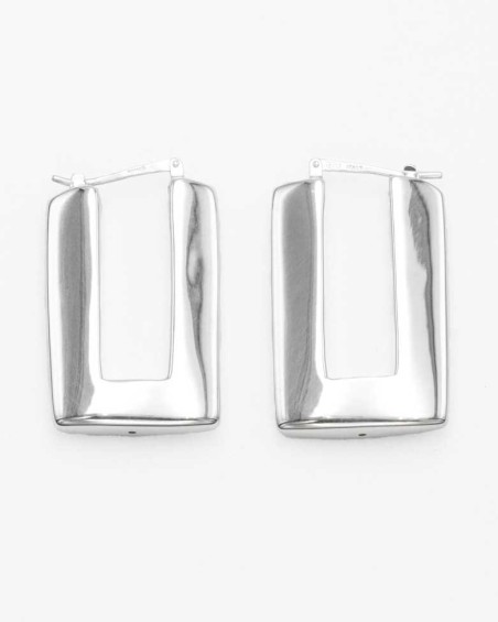 Pendientes de aro rectangular de plata – Doallo Plata