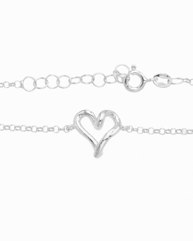 Pulsera de Plata de  Ley Corazón Hueco | Venta al por Mayor de Joyas - Doallo Plata