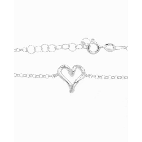 Pulsera de Plata de  Ley Corazón Hueco | Venta al por Mayor de Joyas - Doallo Plata