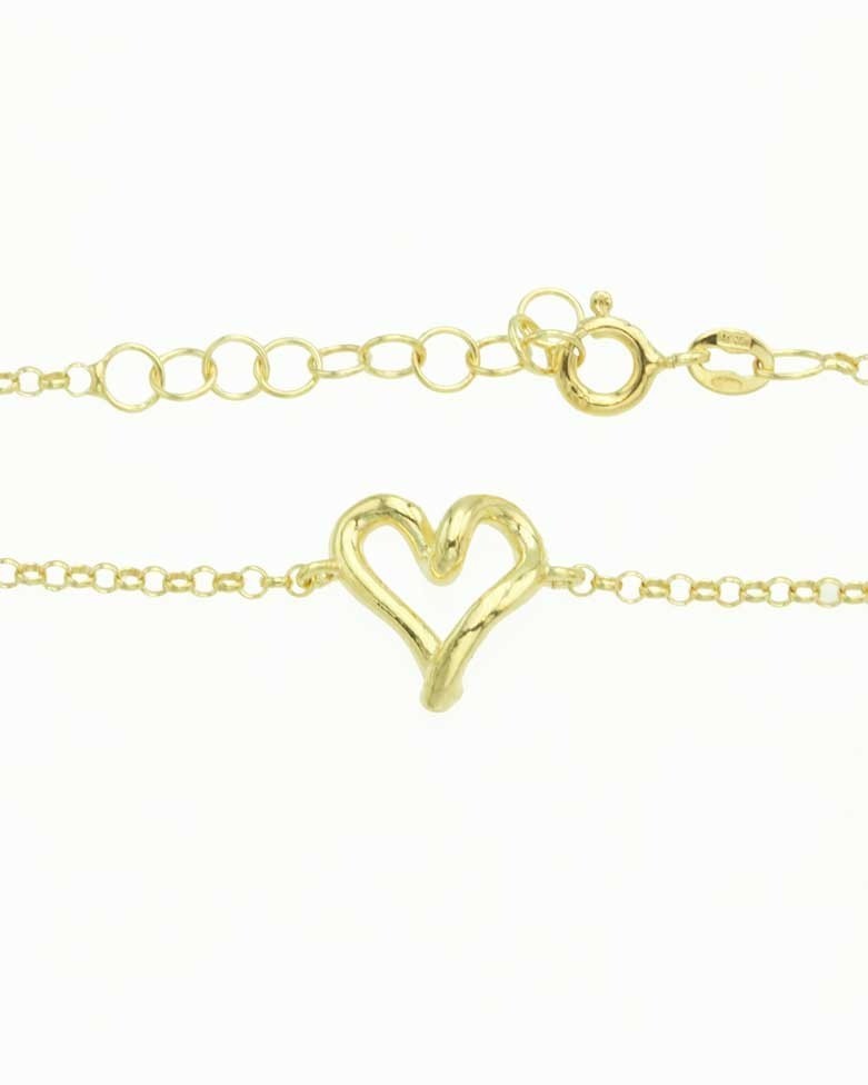 Pulsera de Plata dorada Corazón Hueco | Venta al por Mayor de Joyas - Doallo Plata