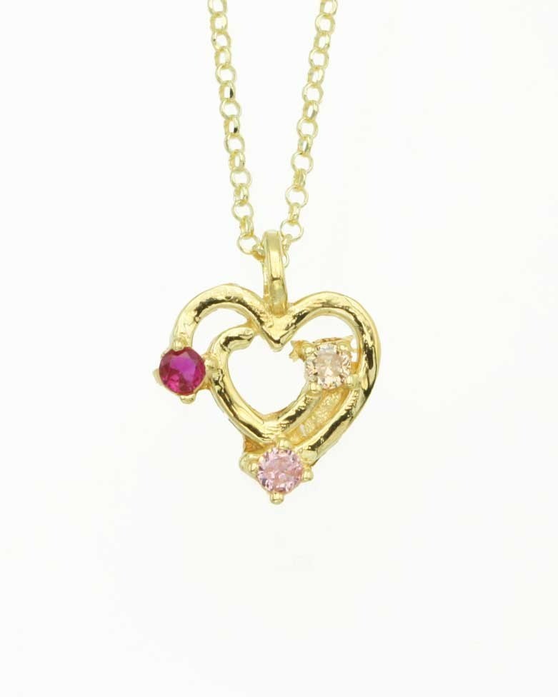 Collar de Plata de Ley con Baño de Oro y Corazón con Circonitas Rosas - Doallo Plata